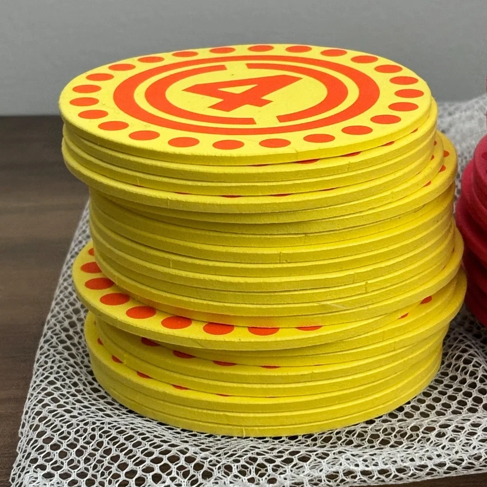 Connect 4 Outdoor Beach Foam Game Pieces & Mesh Bag 21 Red 21 Yellow Replacement